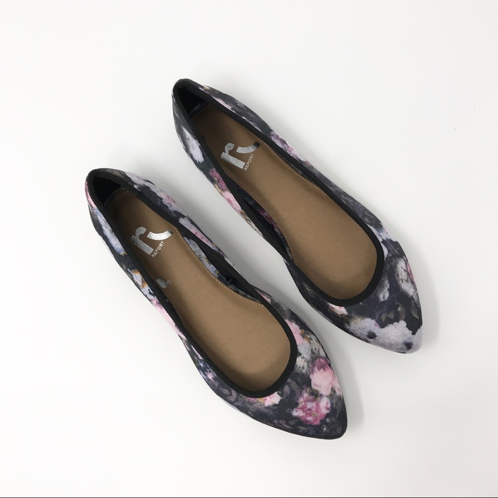 🆕 Velvet Velour floral semi pointed flats